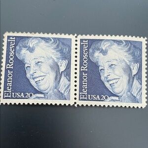 2 Eleanor Roosevelt 1984 USA 20 Cent Stamps. Mint. Commemorating 100th Birthday